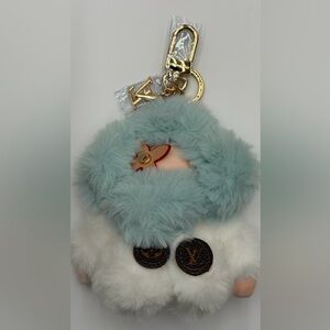 Chic Faux Fur Keychain with Gold Hardware